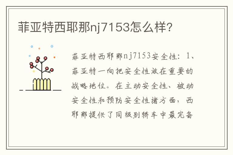 菲亚特西耶那nj7153怎么样?