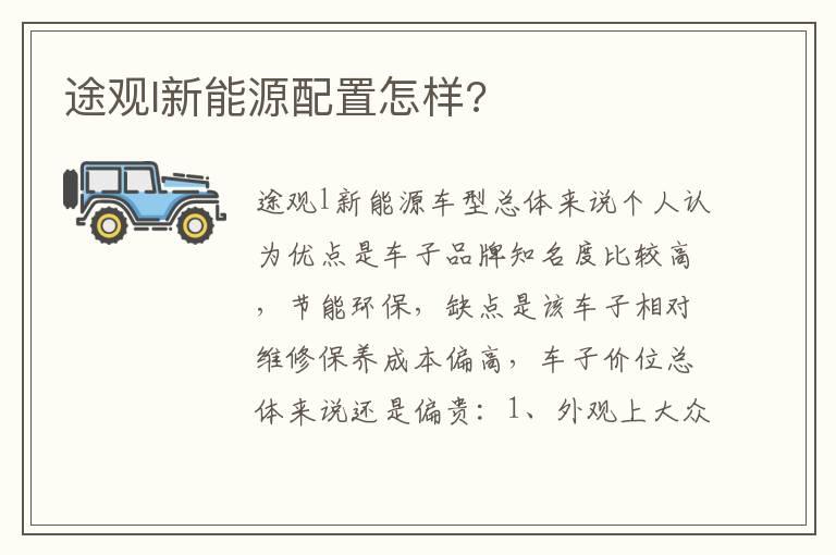 途观l新能源配置怎样?