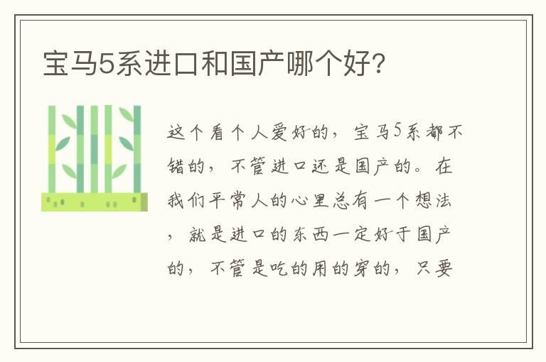 宝马5系进口和国产哪个好?