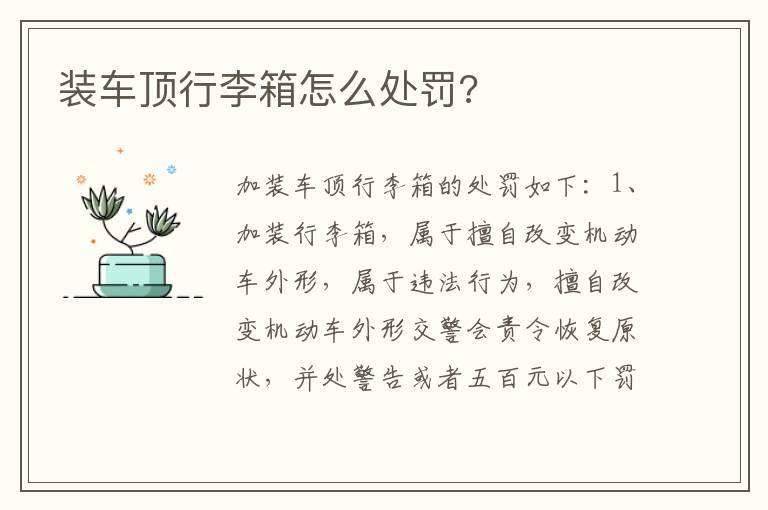 装车顶行李箱怎么处罚?
