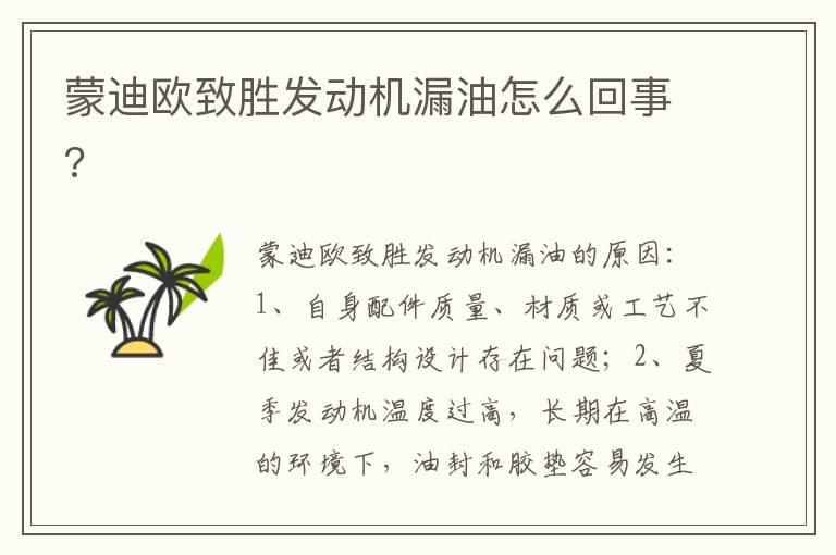 蒙迪欧致胜发动机漏油怎么回事?
