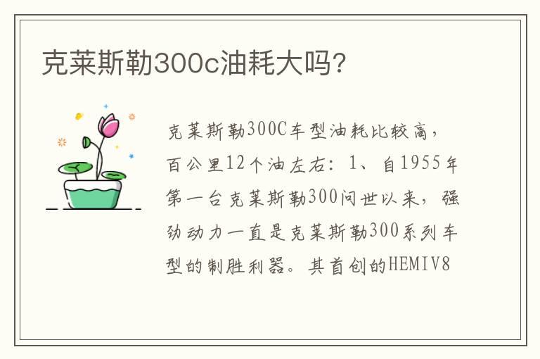 克莱斯勒300c油耗大吗?