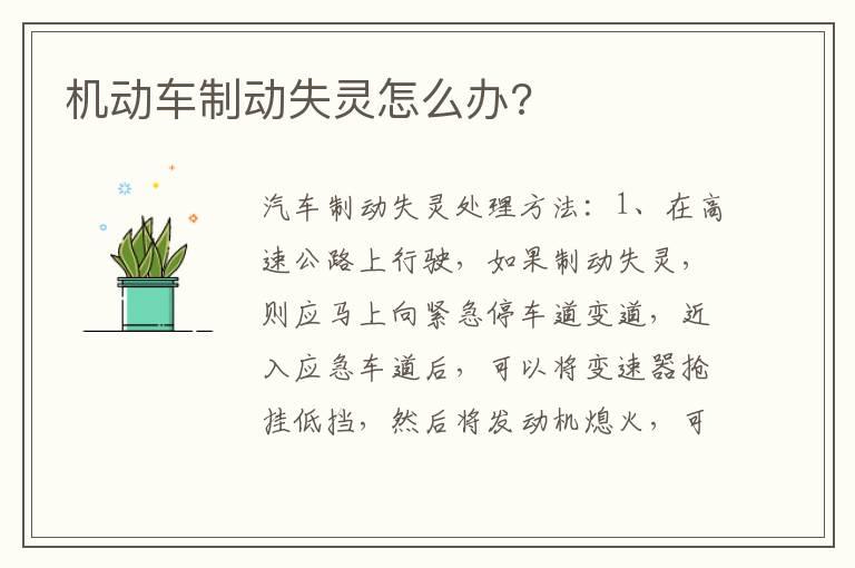 机动车制动失灵怎么办?