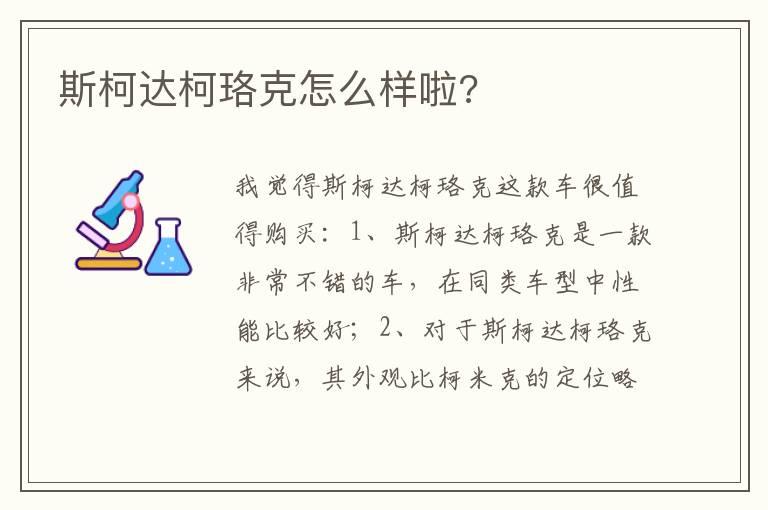 斯柯达柯珞克怎么样啦?