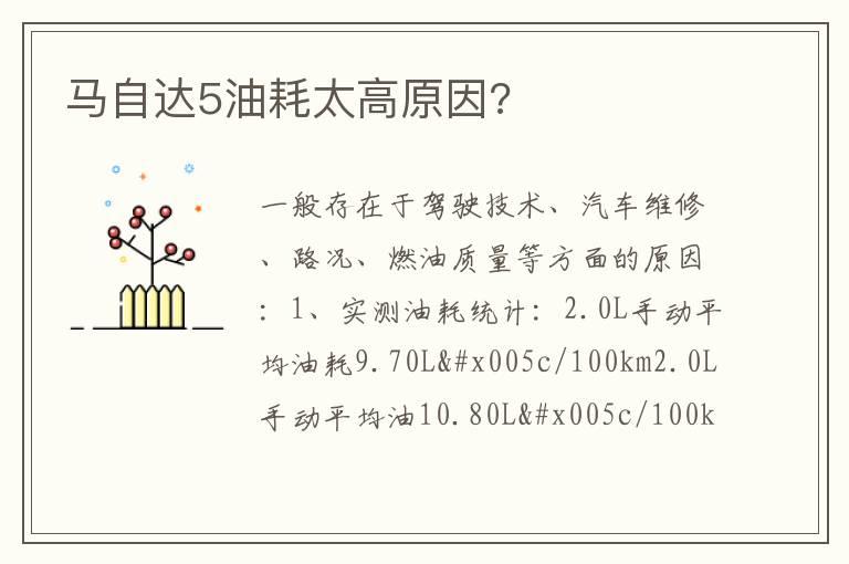 马自达5油耗太高原因?