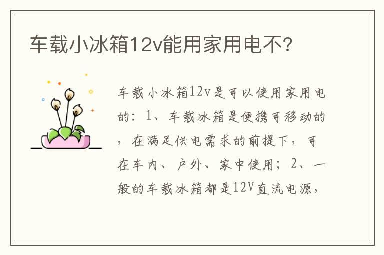 车载小冰箱12v能用家用电不?