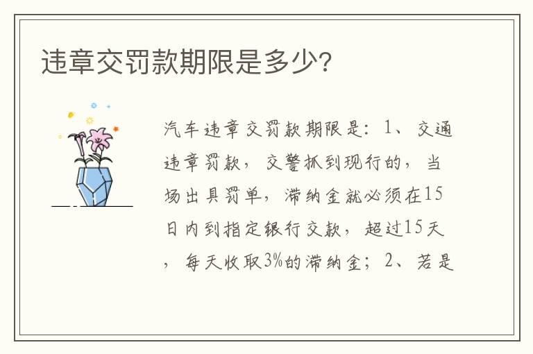 违章交罚款期限是多少?