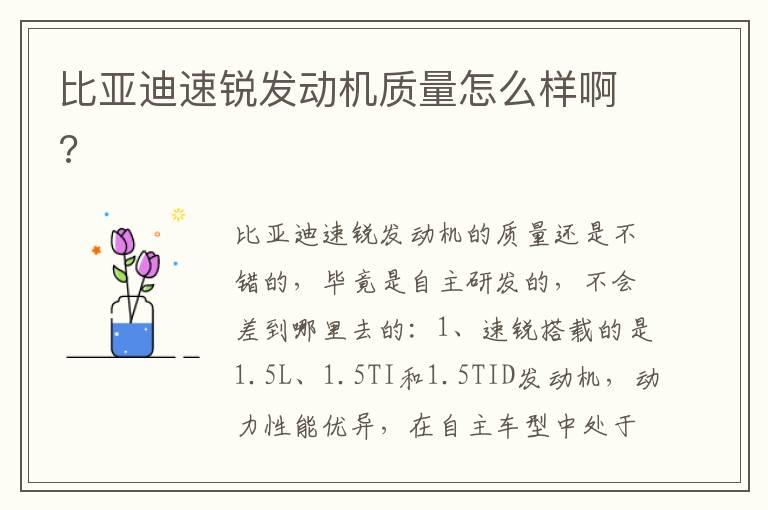 比亚迪速锐发动机质量怎么样啊?