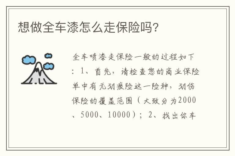 想做全车漆怎么走保险吗?