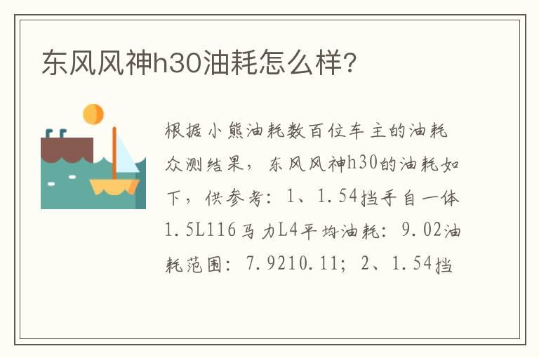 东风风神h30油耗怎么样?