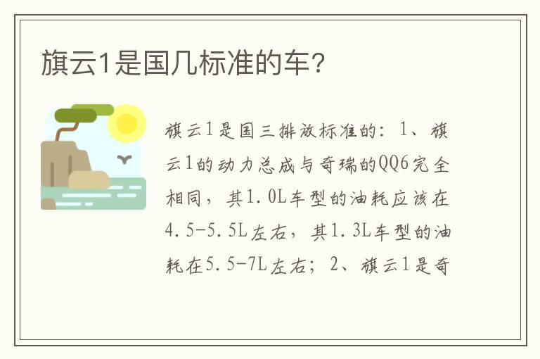 旗云1是国几标准的车?