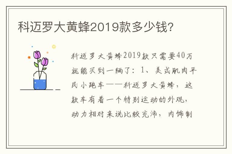 科迈罗大黄蜂2019款多少钱?