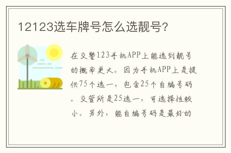 12123选车牌号怎么选靓号?
