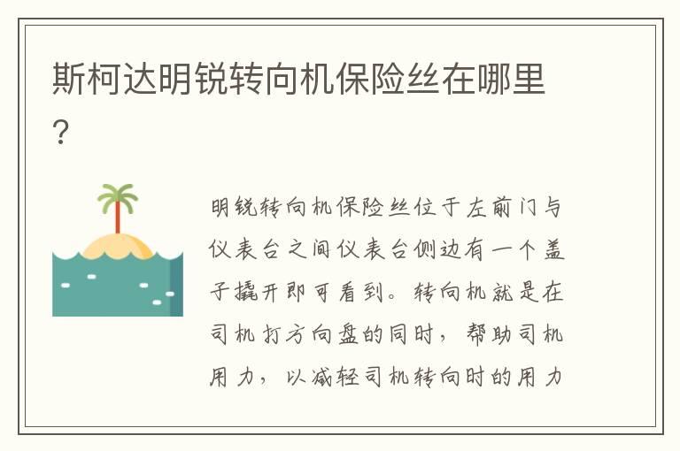 斯柯达明锐转向机保险丝在哪里?