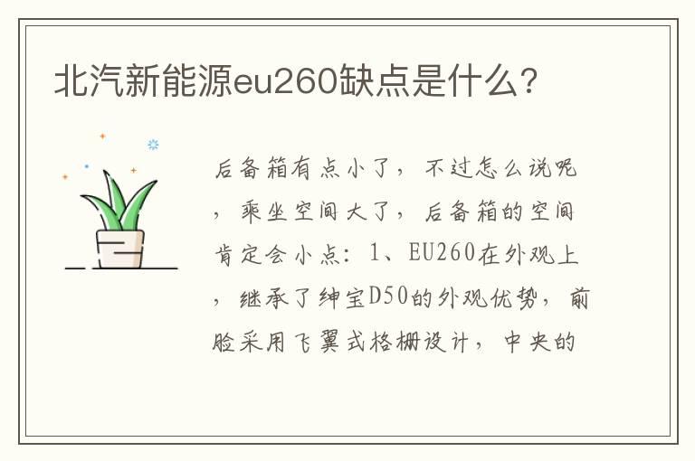 北汽新能源eu260缺点是什么?