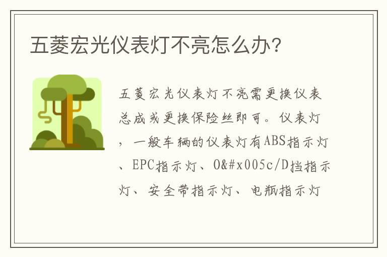 五菱宏光仪表灯不亮怎么办?