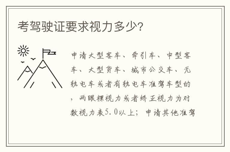 考驾驶证要求视力多少?