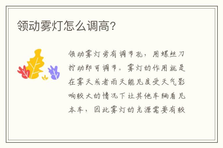领动雾灯怎么调高?