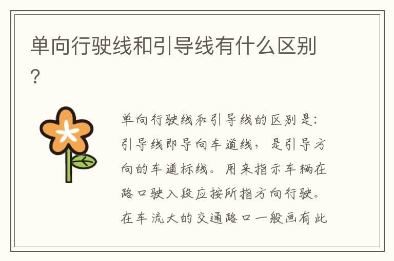 单向行驶线和引导线有什么区别?