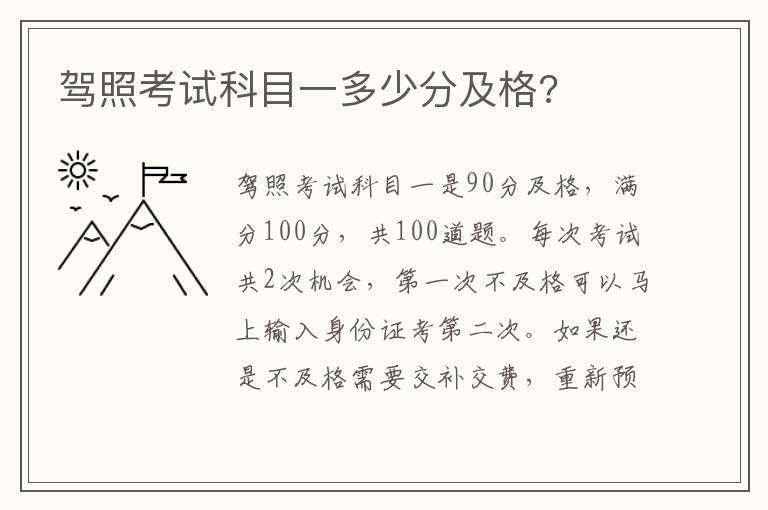 驾照考试科目一多少分及格?