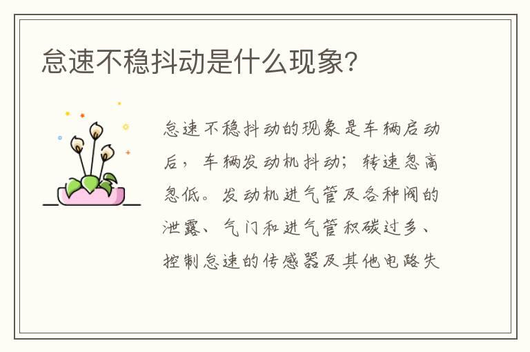 怠速不稳抖动是什么现象?