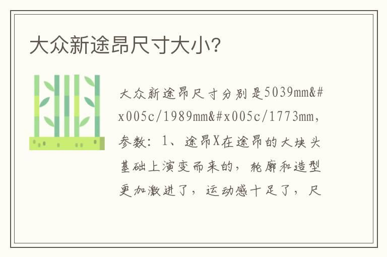 大众新途昂尺寸大小?