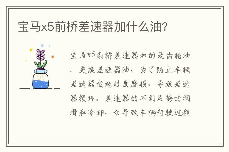 宝马x5前桥差速器加什么油?