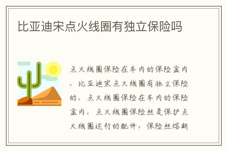 比亚迪宋点火线圈有独立保险吗