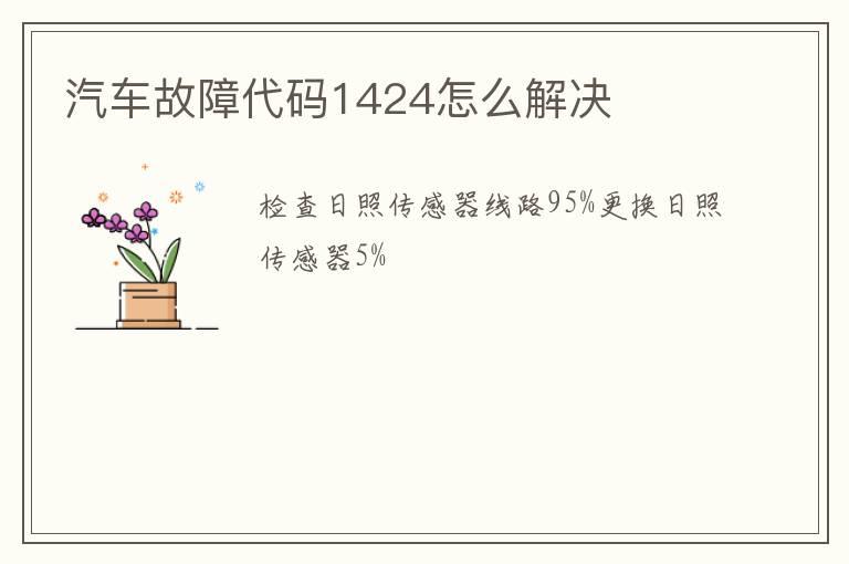 汽车故障代码1424怎么解决