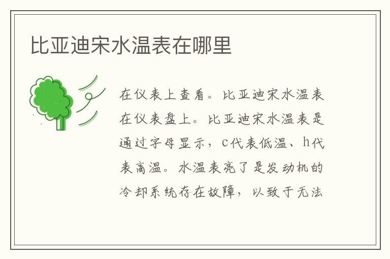 比亚迪宋水温表在哪里