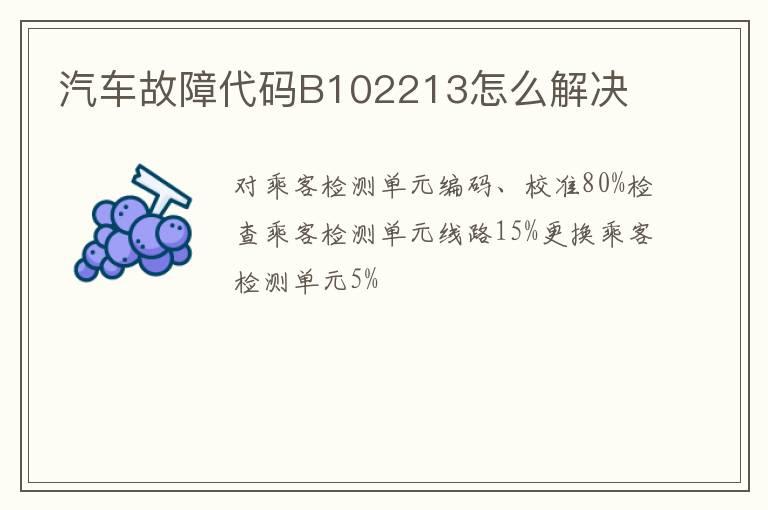 汽车故障代码B102213怎么解决
