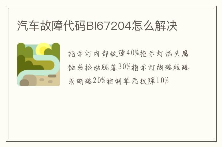 汽车故障代码Bl67204怎么解决