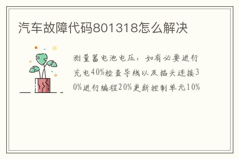 汽车故障代码801318怎么解决