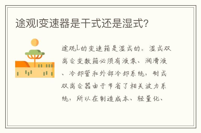 途观l变速器是干式还是湿式?