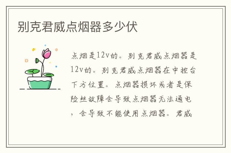 别克君威点烟器多少伏
