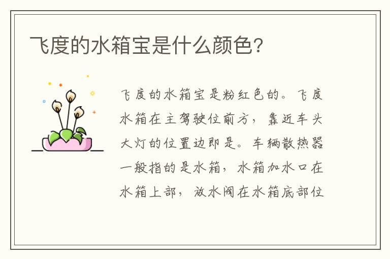 飞度的水箱宝是什么颜色?
