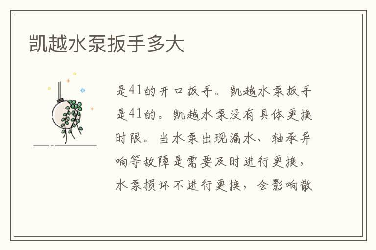凯越水泵扳手多大