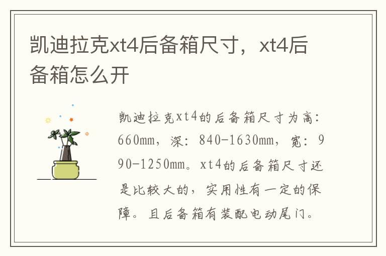 凯迪拉克xt4后备箱尺寸，xt4后备箱怎么开