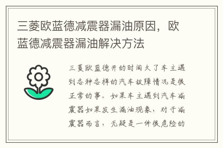 三菱欧蓝德减震器漏油原因，欧蓝德减震器漏油解决方法
