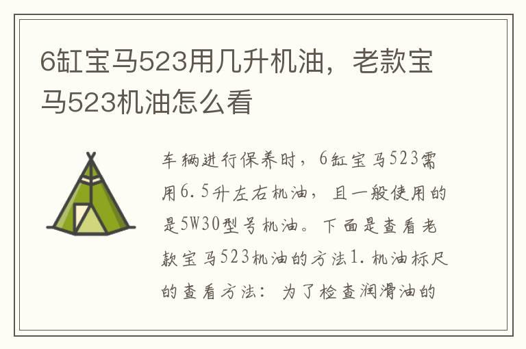 6缸宝马523用几升机油，老款宝马523机油怎么看