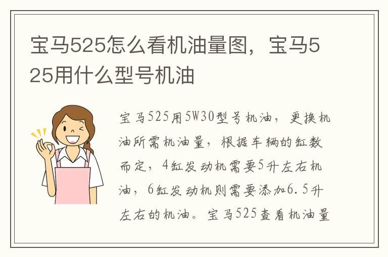 宝马525怎么看机油量图，宝马525用什么型号机油