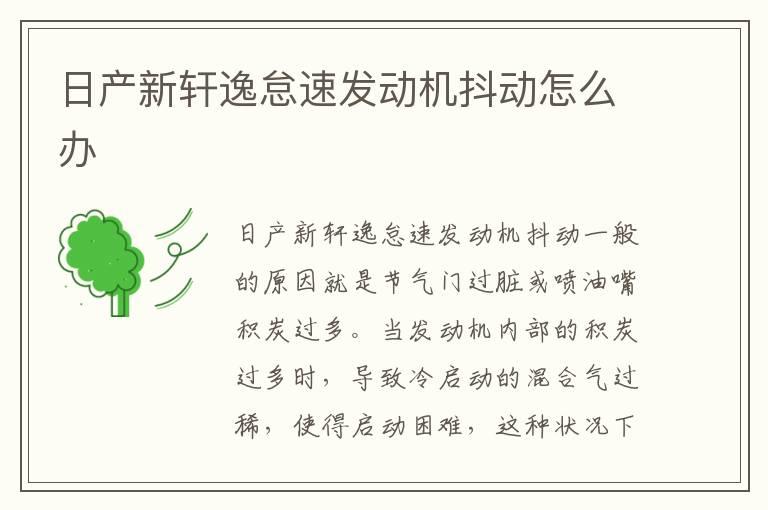 日产新轩逸怠速发动机抖动怎么办