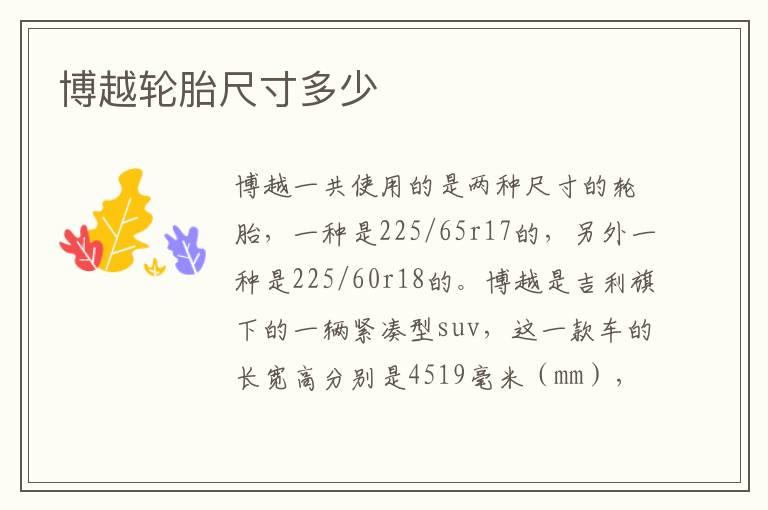 博越轮胎尺寸多少