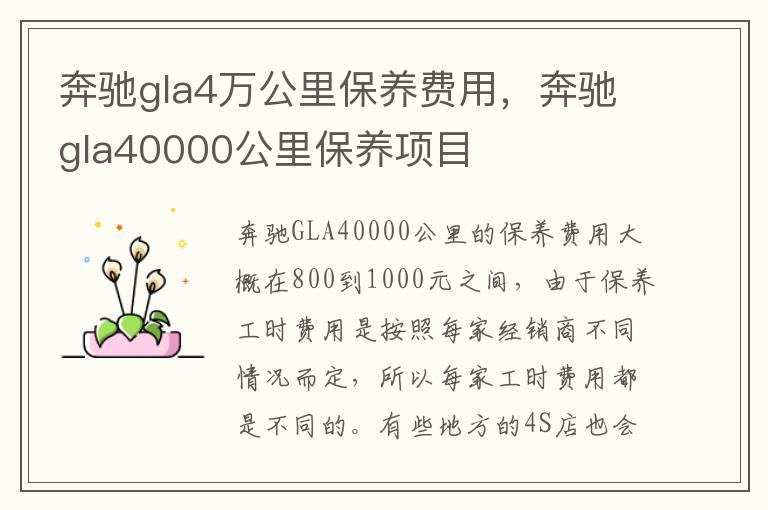 奔驰gla4万公里保养费用，奔驰gla40000公里保养项目
