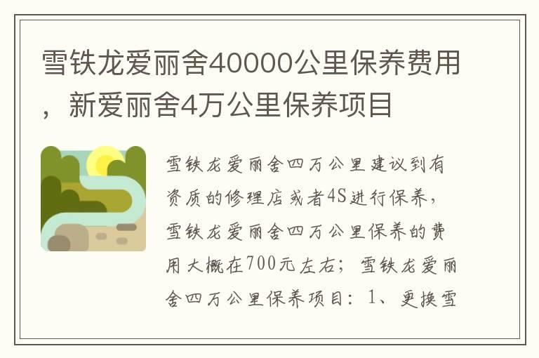 雪铁龙爱丽舍40000公里保养费用，新爱丽舍4万公里保养项目