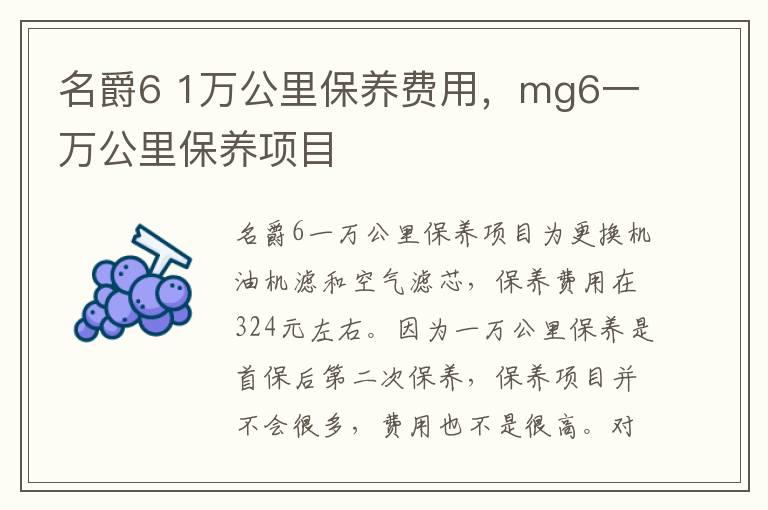 名爵6 1万公里保养费用，mg6一万公里保养项目