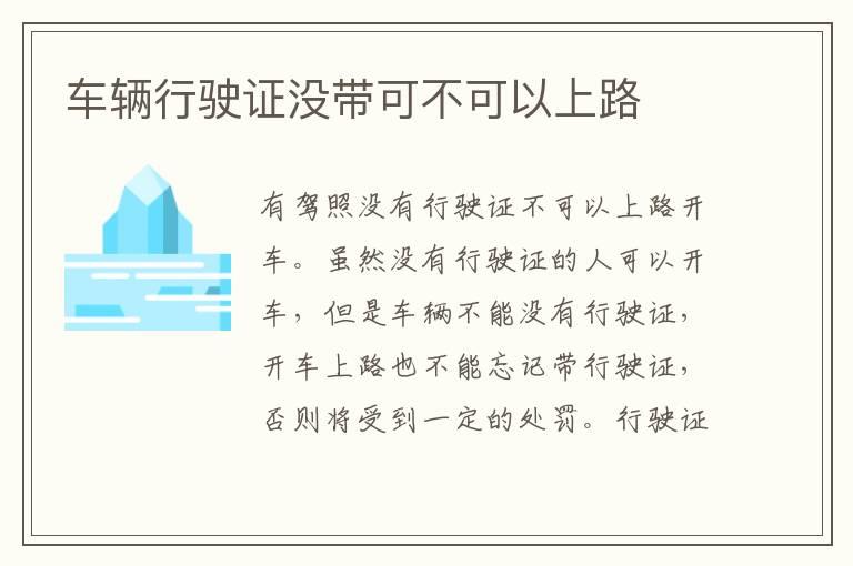 车辆行驶证没带可不可以上路