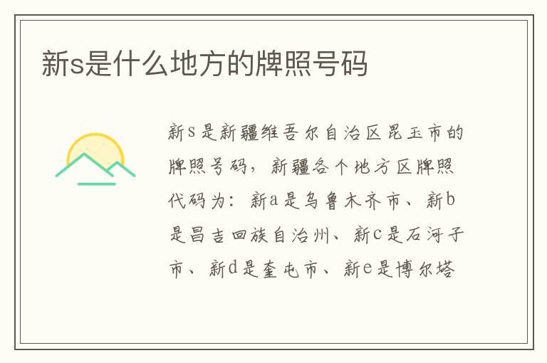 新s是什么地方的牌照号码