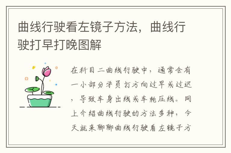 曲线行驶看左镜子方法，曲线行驶打早打晚图解