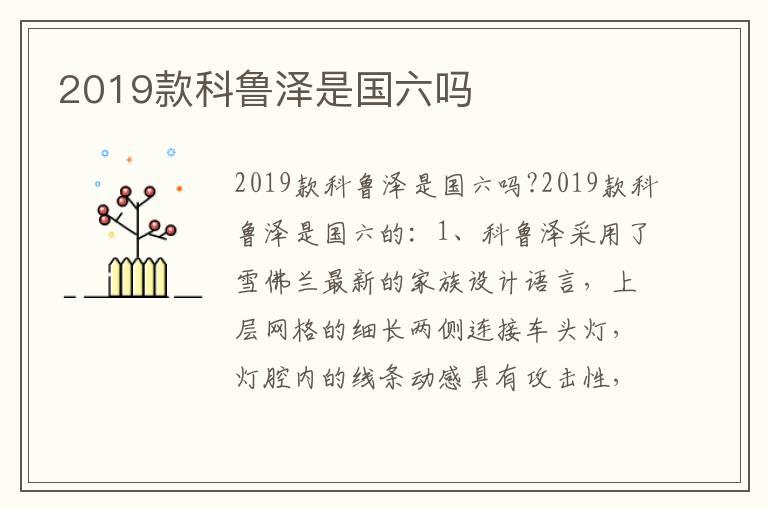 2019款科鲁泽是国六吗